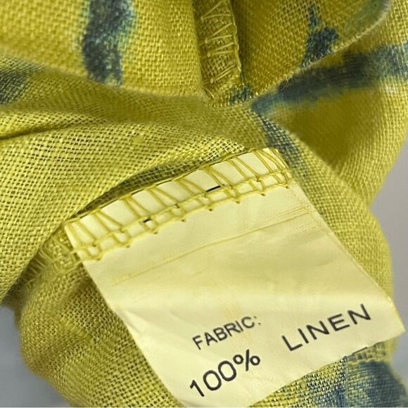 Bella Umbra Tie Dye Linen Top Yellow Blue L - Picture 7 of 7